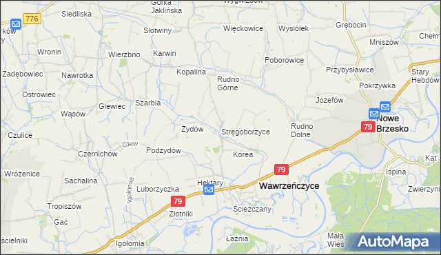 mapa Stręgoborzyce, Stręgoborzyce na mapie Targeo