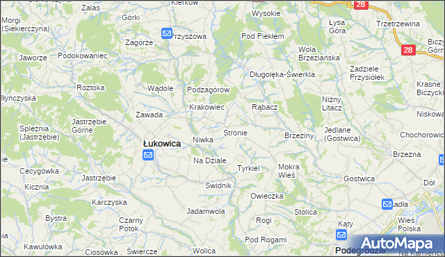 mapa Stronie gmina Łukowica, Stronie gmina Łukowica na mapie Targeo