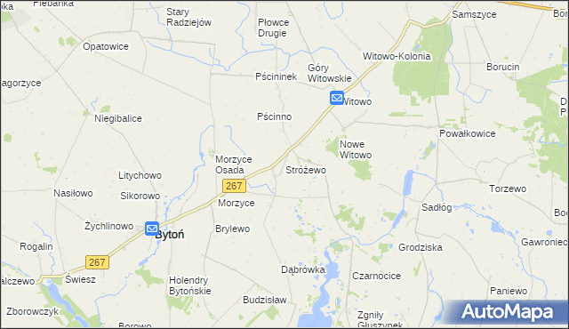 mapa Stróżewo gmina Bytoń, Stróżewo gmina Bytoń na mapie Targeo