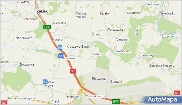 mapa Strubiny gmina Zakroczym, Strubiny gmina Zakroczym na mapie Targeo