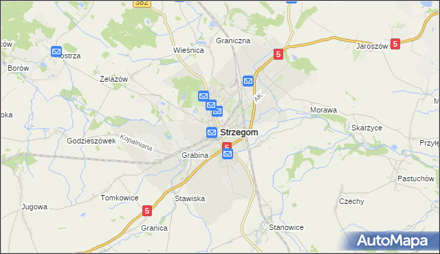 mapa Strzegom powiat świdnicki, Strzegom powiat świdnicki na mapie Targeo
