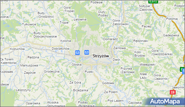 mapa Strzyżów, Strzyżów na mapie Targeo