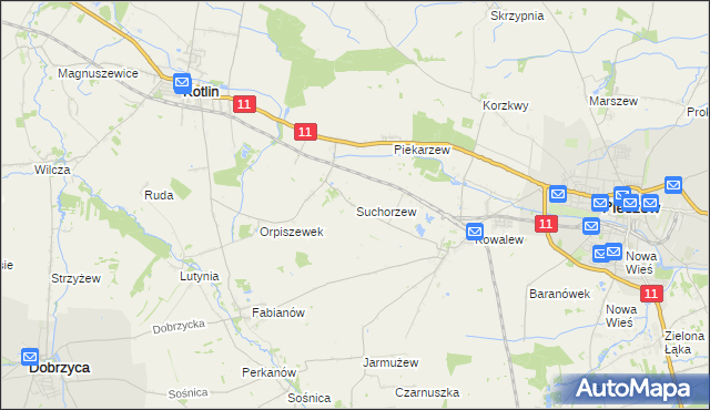 mapa Suchorzew, Suchorzew na mapie Targeo