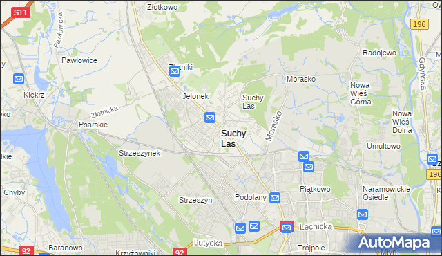 mapa Suchy Las powiat poznański, Suchy Las powiat poznański na mapie Targeo