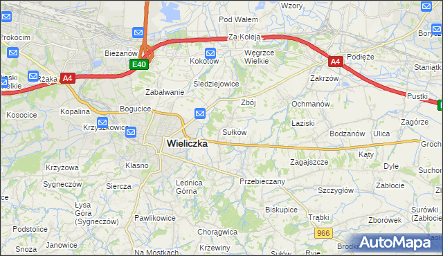 mapa Sułków gmina Wieliczka, Sułków gmina Wieliczka na mapie Targeo