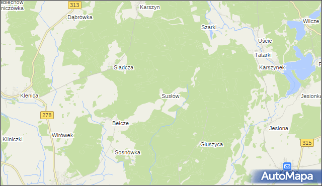 mapa Susłów, Susłów na mapie Targeo