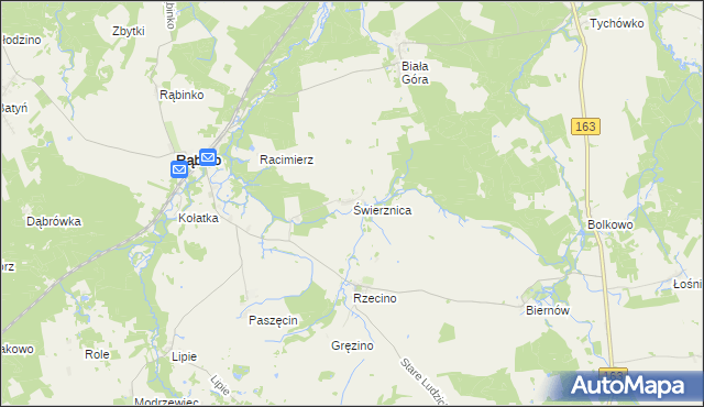 mapa Świerznica gmina Rąbino, Świerznica gmina Rąbino na mapie Targeo