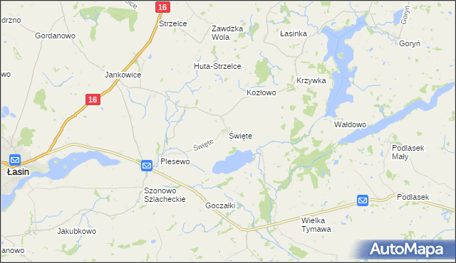 mapa Święte gmina Łasin, Święte gmina Łasin na mapie Targeo