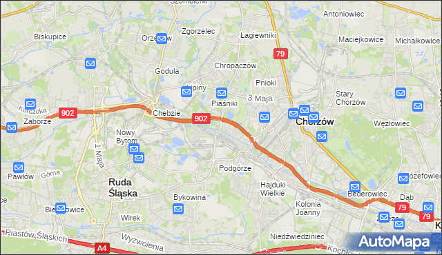 mapa Świętochłowice, Świętochłowice na mapie Targeo