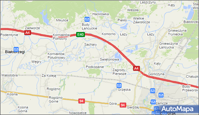 mapa Świętoniowa, Świętoniowa na mapie Targeo