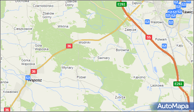 mapa Świniary gmina Wąsosz, Świniary gmina Wąsosz na mapie Targeo