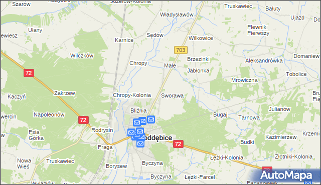 mapa Sworawa, Sworawa na mapie Targeo