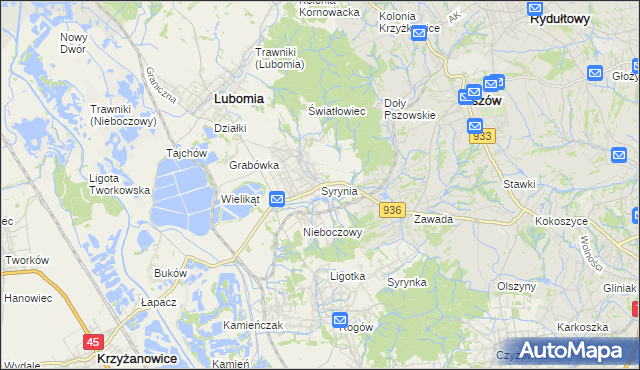 mapa Syrynia, Syrynia na mapie Targeo