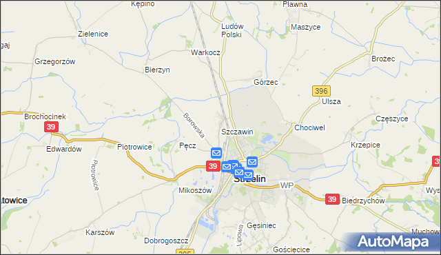 mapa Szczawin gmina Strzelin, Szczawin gmina Strzelin na mapie Targeo