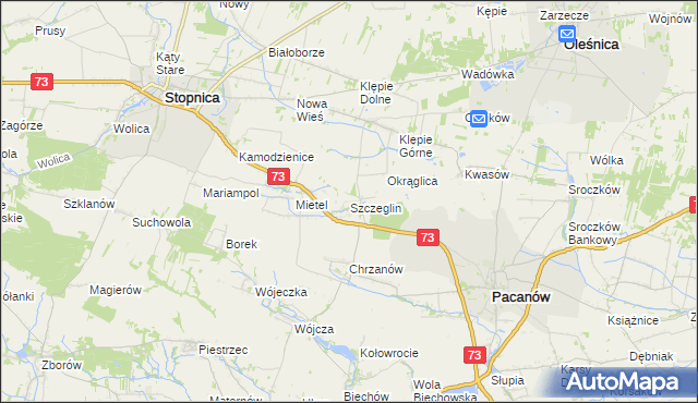 mapa Szczeglin gmina Stopnica, Szczeglin gmina Stopnica na mapie Targeo