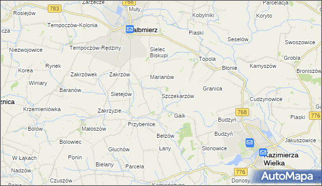 mapa Szczekarzów, Szczekarzów na mapie Targeo