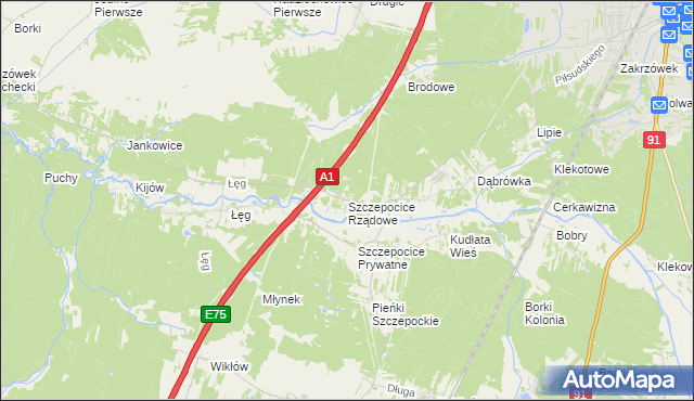 mapa Szczepocice Rządowe, Szczepocice Rządowe na mapie Targeo