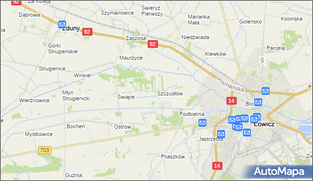 mapa Szczudłów, Szczudłów na mapie Targeo