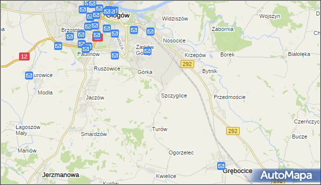 mapa Szczyglice gmina Głogów, Szczyglice gmina Głogów na mapie Targeo