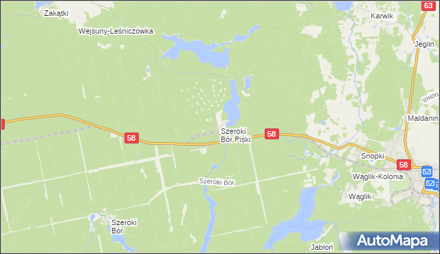 mapa Szeroki Bór Piski, Szeroki Bór Piski na mapie Targeo