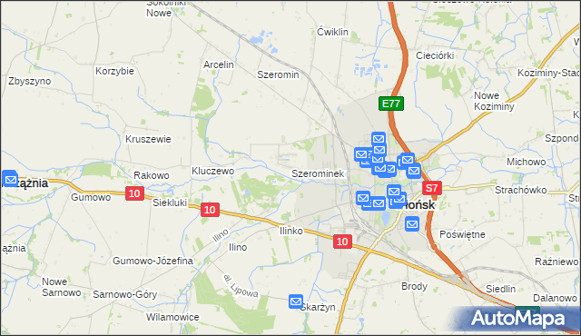 mapa Szerominek, Szerominek na mapie Targeo