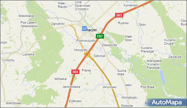 mapa Szkocja gmina Raczki, Szkocja gmina Raczki na mapie Targeo