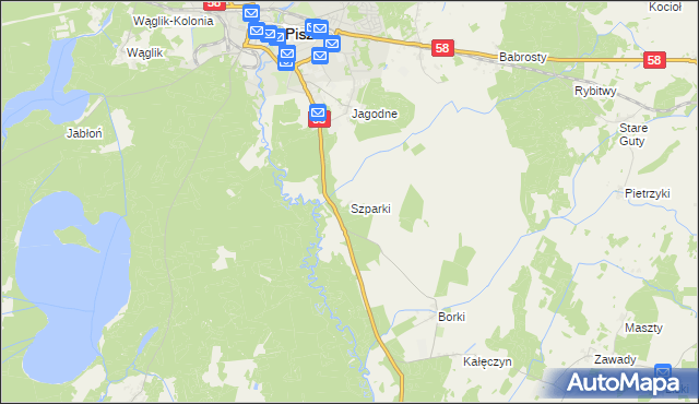 mapa Szparki, Szparki na mapie Targeo
