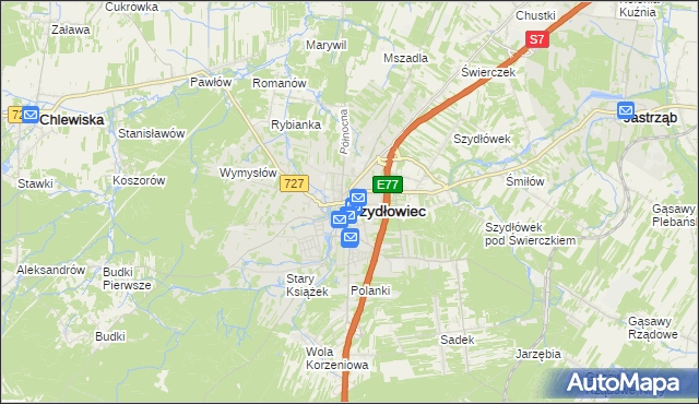 mapa Szydłowiec, Szydłowiec na mapie Targeo