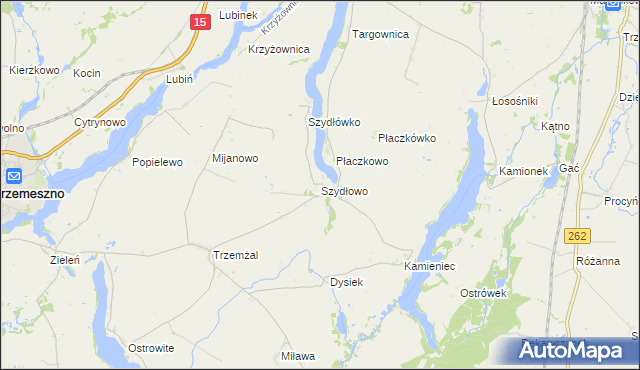 mapa Szydłowo gmina Trzemeszno, Szydłowo gmina Trzemeszno na mapie Targeo