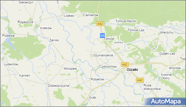 mapa Szymanowice gmina Gizałki, Szymanowice gmina Gizałki na mapie Targeo