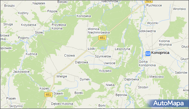 mapa Szynkielów, Szynkielów na mapie Targeo