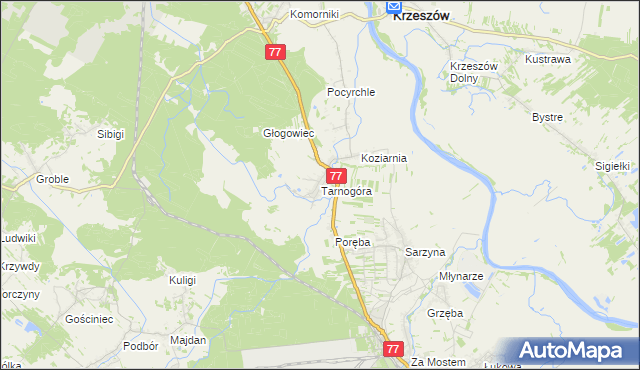 mapa Tarnogóra gmina Nowa Sarzyna, Tarnogóra gmina Nowa Sarzyna na mapie Targeo