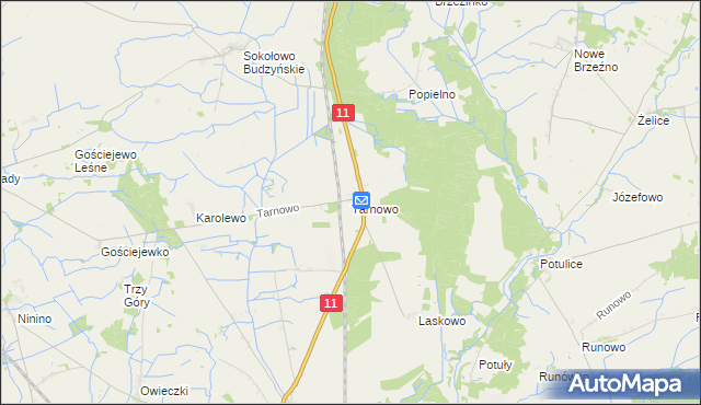 mapa Tarnowo gmina Rogoźno, Tarnowo gmina Rogoźno na mapie Targeo