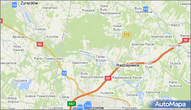 mapa Tartak Brzózki, Tartak Brzózki na mapie Targeo