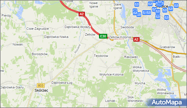 mapa Teodorów gmina Skórzec, Teodorów gmina Skórzec na mapie Targeo