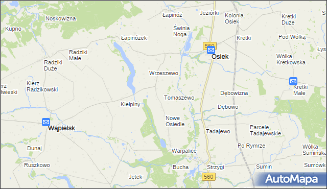 mapa Tomaszewo gmina Osiek, Tomaszewo gmina Osiek na mapie Targeo