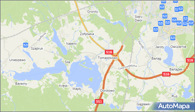 mapa Tomaszkowo, Tomaszkowo na mapie Targeo