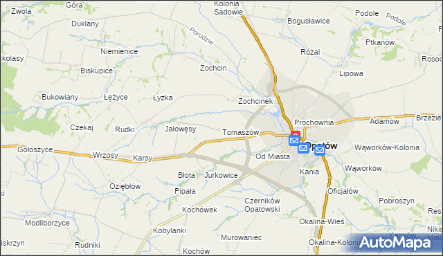 mapa Tomaszów gmina Opatów, Tomaszów gmina Opatów na mapie Targeo
