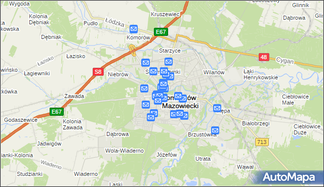 mapa Tomaszów Mazowiecki, Tomaszów Mazowiecki na mapie Targeo