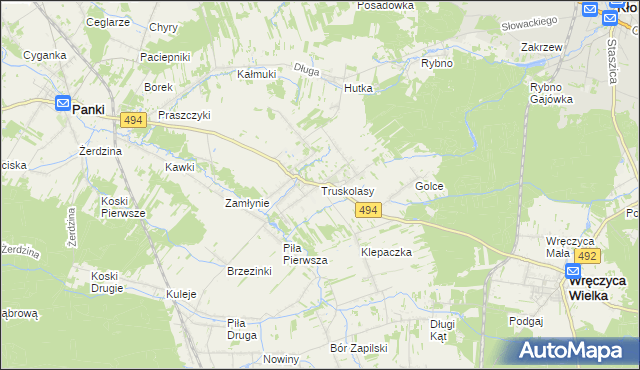 mapa Truskolasy gmina Wręczyca Wielka, Truskolasy gmina Wręczyca Wielka na mapie Targeo