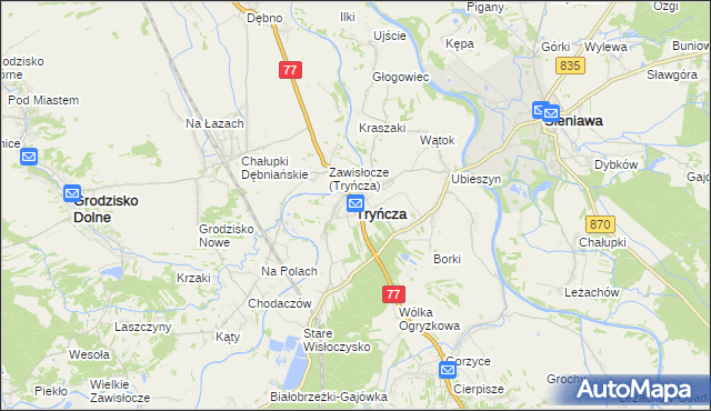 mapa Tryńcza, Tryńcza na mapie Targeo