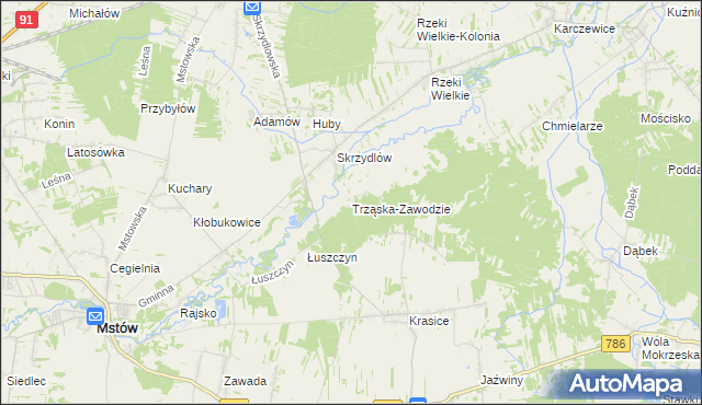 mapa Trząska-Zawodzie, Trząska-Zawodzie na mapie Targeo