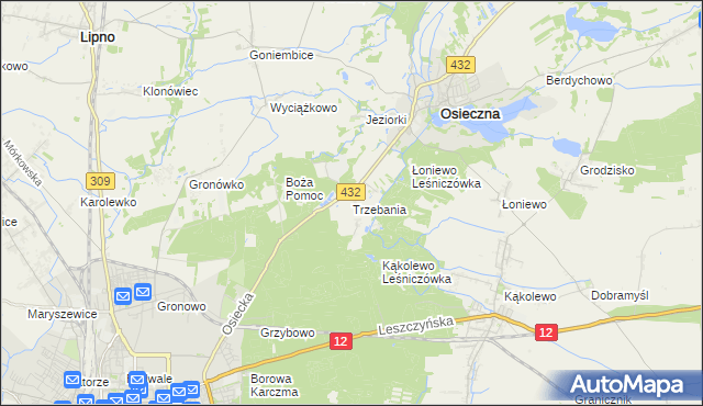 mapa Trzebania, Trzebania na mapie Targeo