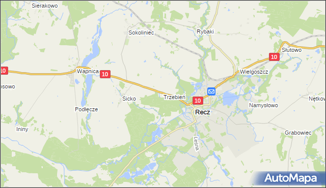 mapa Trzebień gmina Recz, Trzebień gmina Recz na mapie Targeo