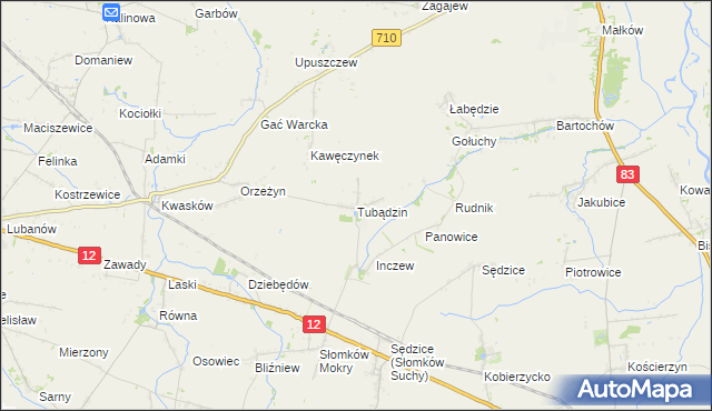 mapa Tubądzin, Tubądzin na mapie Targeo