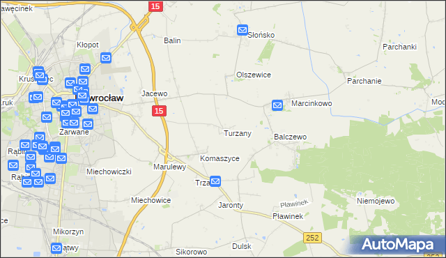 mapa Turzany gmina Inowrocław, Turzany gmina Inowrocław na mapie Targeo