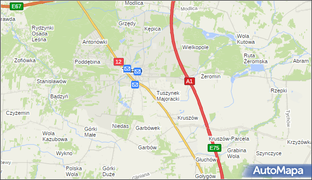 mapa Tuszynek Majoracki, Tuszynek Majoracki na mapie Targeo