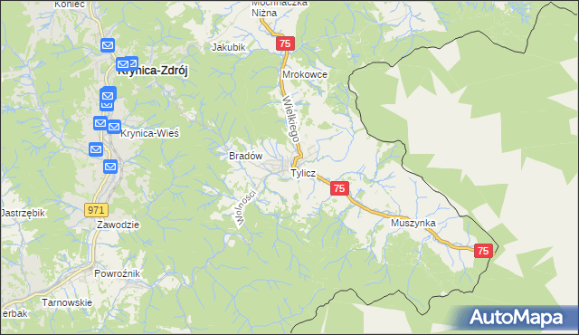 mapa Tylicz, Tylicz na mapie Targeo