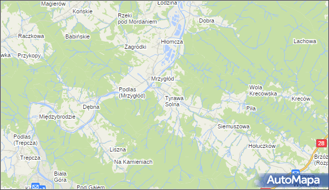 mapa Tyrawa Solna, Tyrawa Solna na mapie Targeo