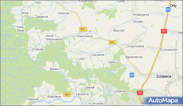 mapa Ujkowice, Ujkowice na mapie Targeo